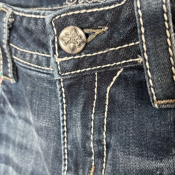 Miss Me Jeans Mid Rise Boot Embellished Pockets Southwest Distressed 27/34 - Picture 12 of 13